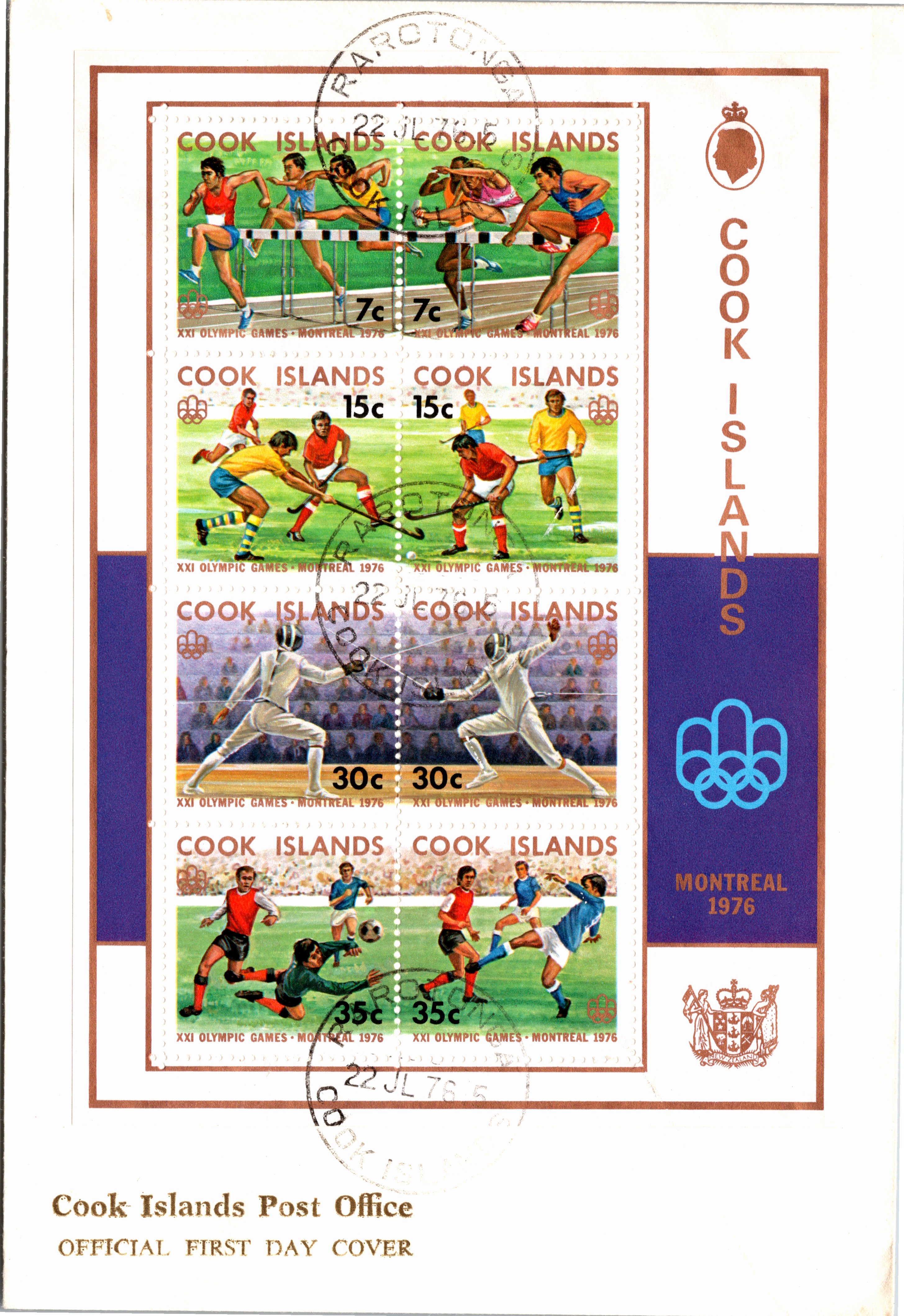 Cook Islands, Worldwide First Day Cover, Olympics